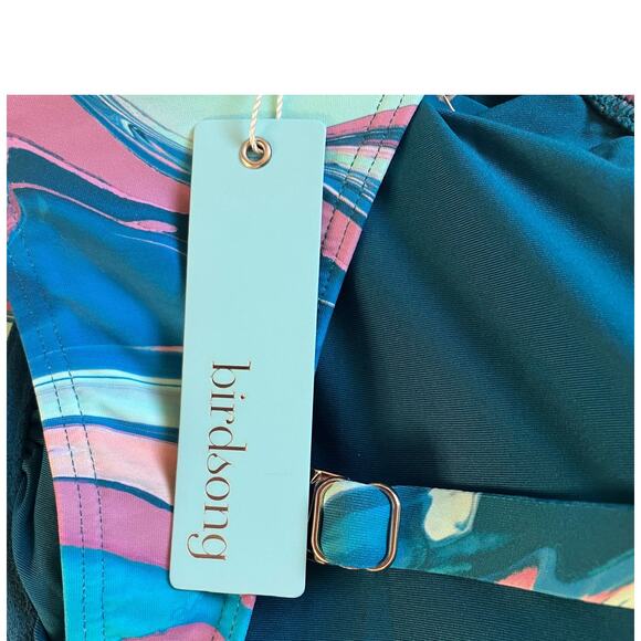 New Birdsong Tie Front Bikini Top Tide Pool 40H - Picture 6 of 9